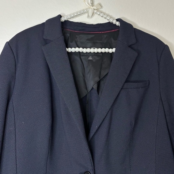 Ann Taylor Women Navy Polka Dot One Button Blazer Jacket - Picture 10 of 11